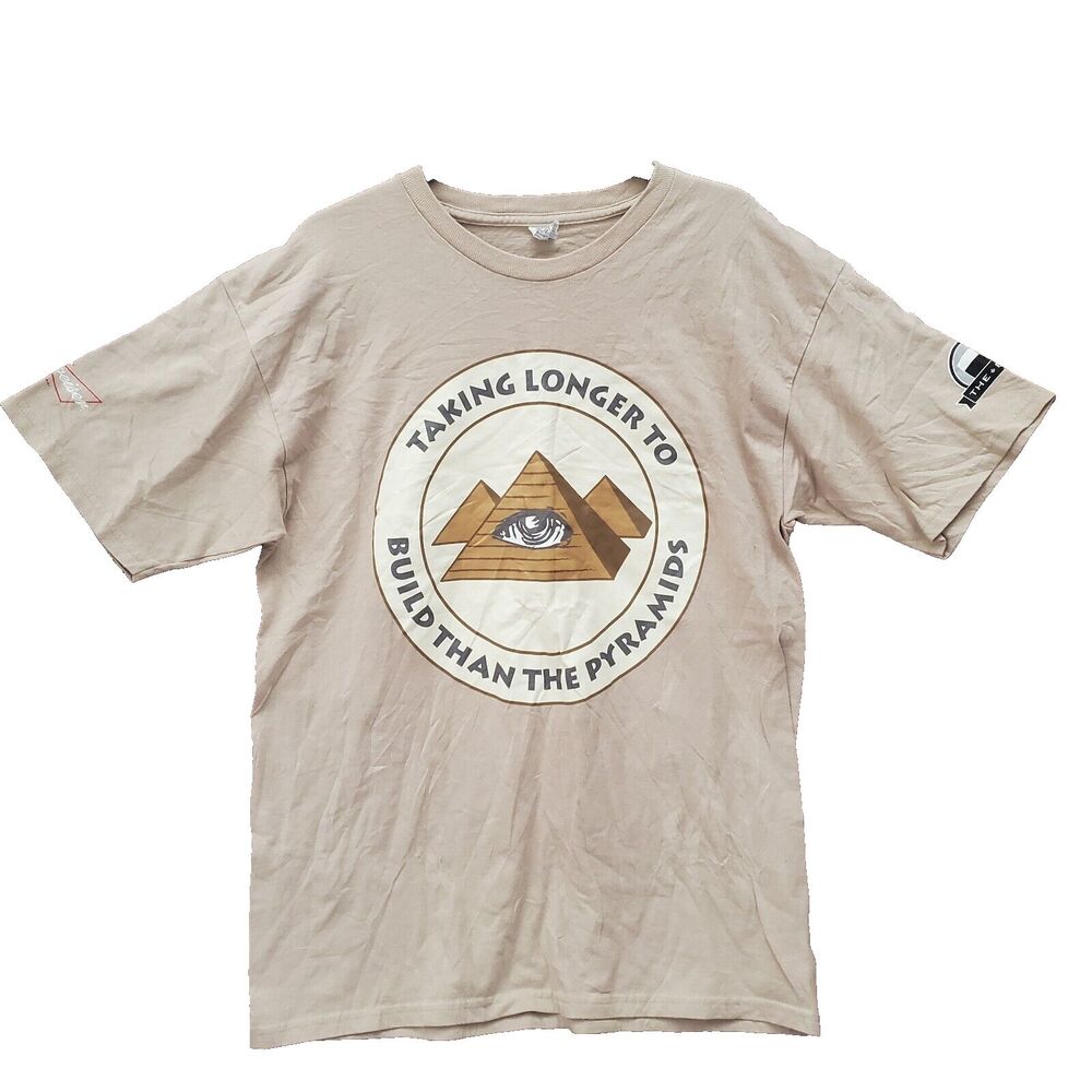 Taking Longer To Build Than The Pyramids T-Shirt Men’s Large Beige Cotton